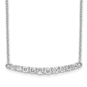 Sterling Silver Rhodium-plated Cubic Zirconia Bar with  2in ext. Necklace