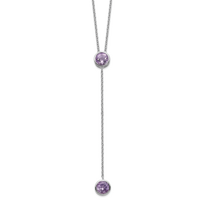 Sterling Silver Rhodium-plated Amethyst with  2in ext. Y-Necklace