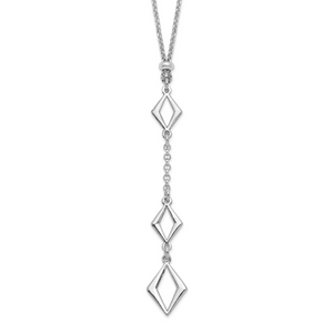 Leslie's Sterling Silver Rhodium-plated Adj. with  1.5in ext. Necklace