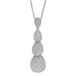 Sterling Silver & Cubic Zirconia Brilliant Embers Polished Triple Teardrop Necklace