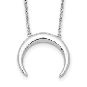 Sterling Silver Rhodium-plated Moon with  2in ext. Necklace