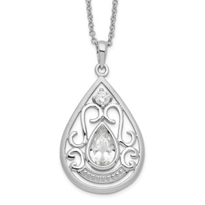 Sentimental Expressions Sterling Silver Rhodium-plated Cubic Zirconia In Loving Memory 18in Necklace