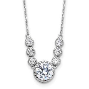 Sterling Silver Rhodium-plated with Cubic Zirconia 16in with 2in ext Necklace