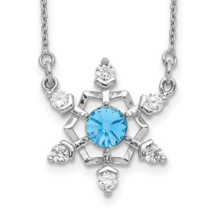 Sterling Silver RH-plated Crystal Snowflake with 2in ext Necklace