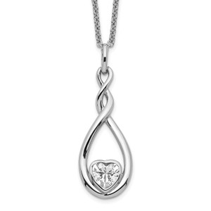 Sentimental Expressions Sterling Silver Rhodium-plated Cubic Zirconia Love You Forever 18in. Necklace