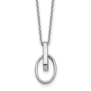 Leslie's Sterling Silver RH-plated Polished Oval with 2in ext. Necklace