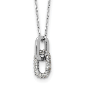 Sterling Silver Rhodium-plated with Micro Pave Cubic Zirconia 16in with 2in ext Necklace