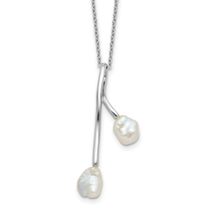 Sterling Silver Rhodium-plated 7-8mm Keshi FWC Pearl 17in Necklace