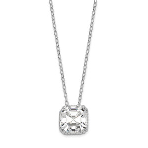 Sterling Silver Diamonique Round Pendant on 18" Cable Chain