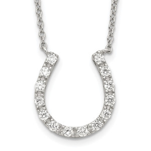 Sterling Silver Rhodium-plated Cubic Zirconia Horseshoe Necklace