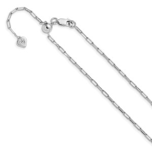 Leslie's Sterling Silver Adjustable 2mm Paperclip Flat Oval Link Chain
