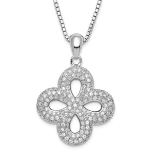 Sterling Silver & Cubic Zirconia Brilliant Embers with  2in ext Necklace