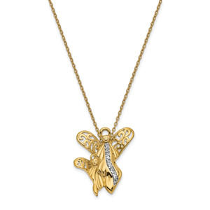 Sentimental Expressions Sterling Silver Gold-plated Cubic Zirconia Angel of Motherhood 18in Necklace