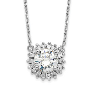 Sterling Silver Rhodium-plated Cubic Zirconia with 2in ext. Fancy Necklace