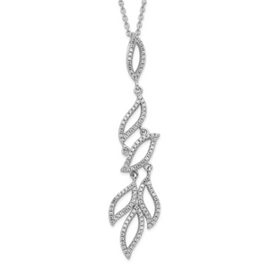 Brilliant Embers Sterling Silver Rhodium-plated Fancy Cubic Zirconia with  2in ext Necklace