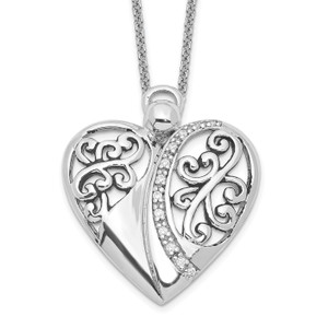 Sentimental Expressions Sterling Silver Rhodium-plated Cubic Zirconia Antiqued 18in Angel of Love Necklace
