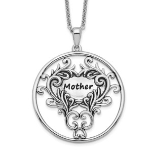 Sentimental Expressions Sterling Silver Rhodium-plated Antiqued Mother 18in. Necklace
