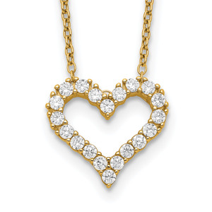 Sterling Silver Gold-tone Cubic Zirconia Heart with  2in ext. Necklace