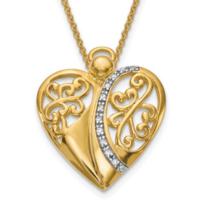 Sentimental Expressions Sterling Silver Gold-plated Cubic Zirconia Angel of Love 18in Necklace