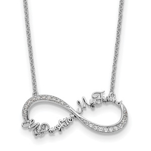 Sentimental Expressions Sterling Silver Rhodium-plated Cubic Zirconia My Daughter My Friend 18in Necklace