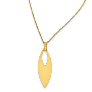 Leslie's Sterling Silver Yellow Rhodium Polished Crystal with 1 in ext Necklac