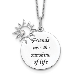 Sentimental Expressions Sterling Silver Rhodium-plated Antiqued Cubic Zirconia Friends Are The Sunshine 18in Necklace