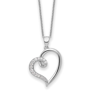Sentimental Expressions Sterling Silver Rhodium-plated Cubic Zirconia Friendship Heart 18in Necklace
