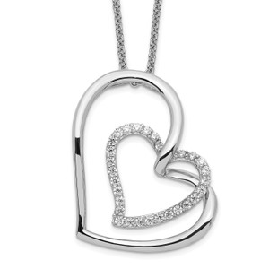 Sentimental Expressions Sterling Silver Rhodium-plated Antiqued Cubic Zirconia Thank You Mother 18in Hearts Necklace