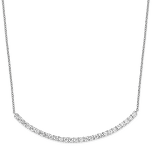 Cheryl M Sterling Silver Rhodium-plated Brilliant-cut Cubic Zirconia Curved Bar 18 Inch Necklace