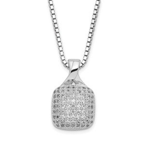 Sterling Silver Brilliant Embers Pave Cubic Zirconia Square Necklace