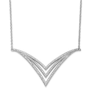 Sterling Silver Rhodium-plated Fancy Cubic Zirconia Necklace