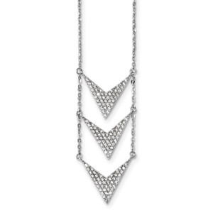 Sterling Silver Rhodium-plated Cubic Zirconia Dangle Necklace