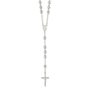 Sterling Silver Polished Rosary Necklace