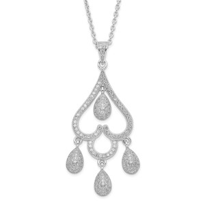 Sterling Silver & Cubic Zirconia Brilliant Embers Heart with Teardrop Necklace
