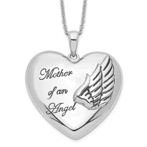 Sentimental Expressions Sterling Silver Rhodium-plated and Antiqued Mother of an Angel 18 Inch Necklace