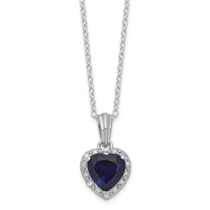 SS Created Sapphire & Diamond Necklace