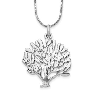 White Ice Sterling Silver Rhodium-plated 18 Inch Diamond Tree Pendant Necklace with 2 Inch Extender