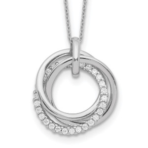 Sterling Silver Rhodium Plated Fancy Cubic Zirconia Necklace with 2in ext.