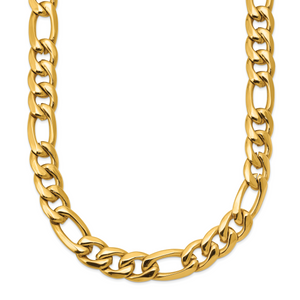 Chisel Stainless Steel Polished Yellow IP-plated 8mm Figaro Chain 24 inch Necklace