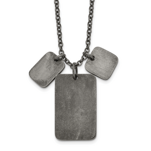 Chisel Stainless Steel Antiqued and Polished Dog Tags on a 27.5 inch Cable Chain Necklace