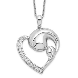 Sentimental Expressions Sterling Silver Rhodium-plated Cubic Zirconia Motherhood 18in. Necklace