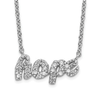 Sterling Silver Rhodium-plated Cubic Zirconia "Hope" Necklace