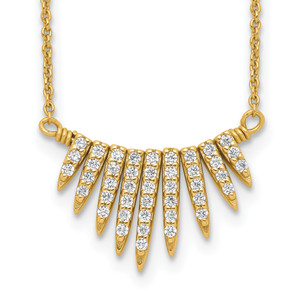 Sterling Silver Gold-tone Cubic Zirconia Necklace
