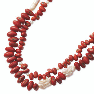 Sterling Silver Colorin Bean & FW Cultured Pearl Necklace