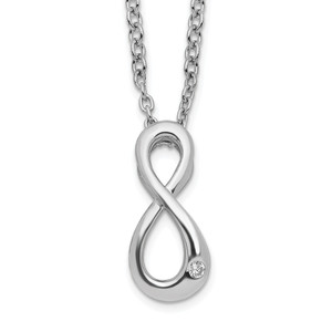 White Ice Sterling Silver Rhodium-plated 18 Inch Diamond Infinity Symbol Necklace with 2 Inch Extender