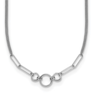 Leslie's Sterling Silver Rh-plated 2-Strand with 1.75in ext. Fancy Necklace