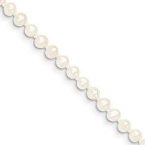 14k 3-4mm White Near Round Freshwater Cultured Pearl Necklace