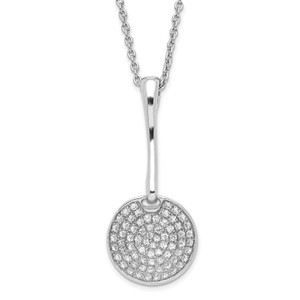 Brilliant Embers Sterling Silver Polished Cubic Zirconia Circle with  2in ext Necklace