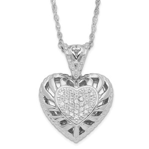 Sterling Silver Polished Cubic Zirconia Heart Necklace