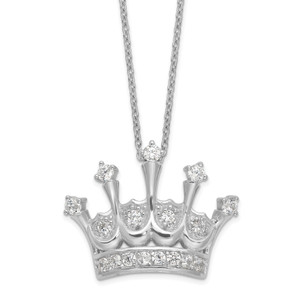 Cheryl M Sterling Silver Rhodium-plated Brilliant-cut Cubic Zirconia Crown 18 Inch Necklace